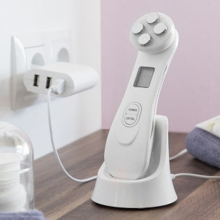 Masseur avec luminothérapie électostimulation et radiofréquence pour le visage rechargeable